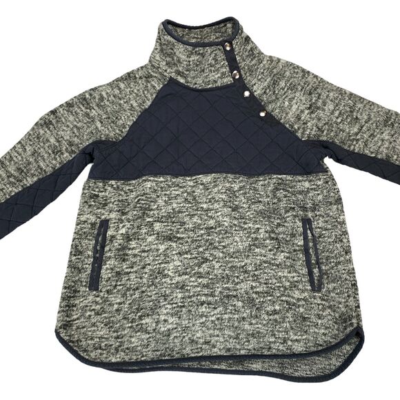 Abercrombie & Fitch Pullover Women's Small Gray Fleece Mock Neck Snap Button - Picture 15 of 16